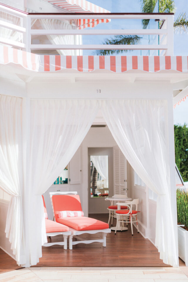 Private cabanas at the Coral Casino Beach Club.